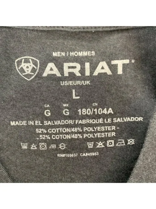 Ariat Gray Patriotic Short Sleeve Crewneck Shirt Mens Large - Picture 3 of 4